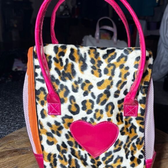 9” Pucci Pups Battat Leopard Print Heart Plush Stuffed Animal Carrier EPC - Picture 4 of 9